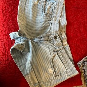 Abercrombie & Fitch Striped Jean Shorts - Light Blue